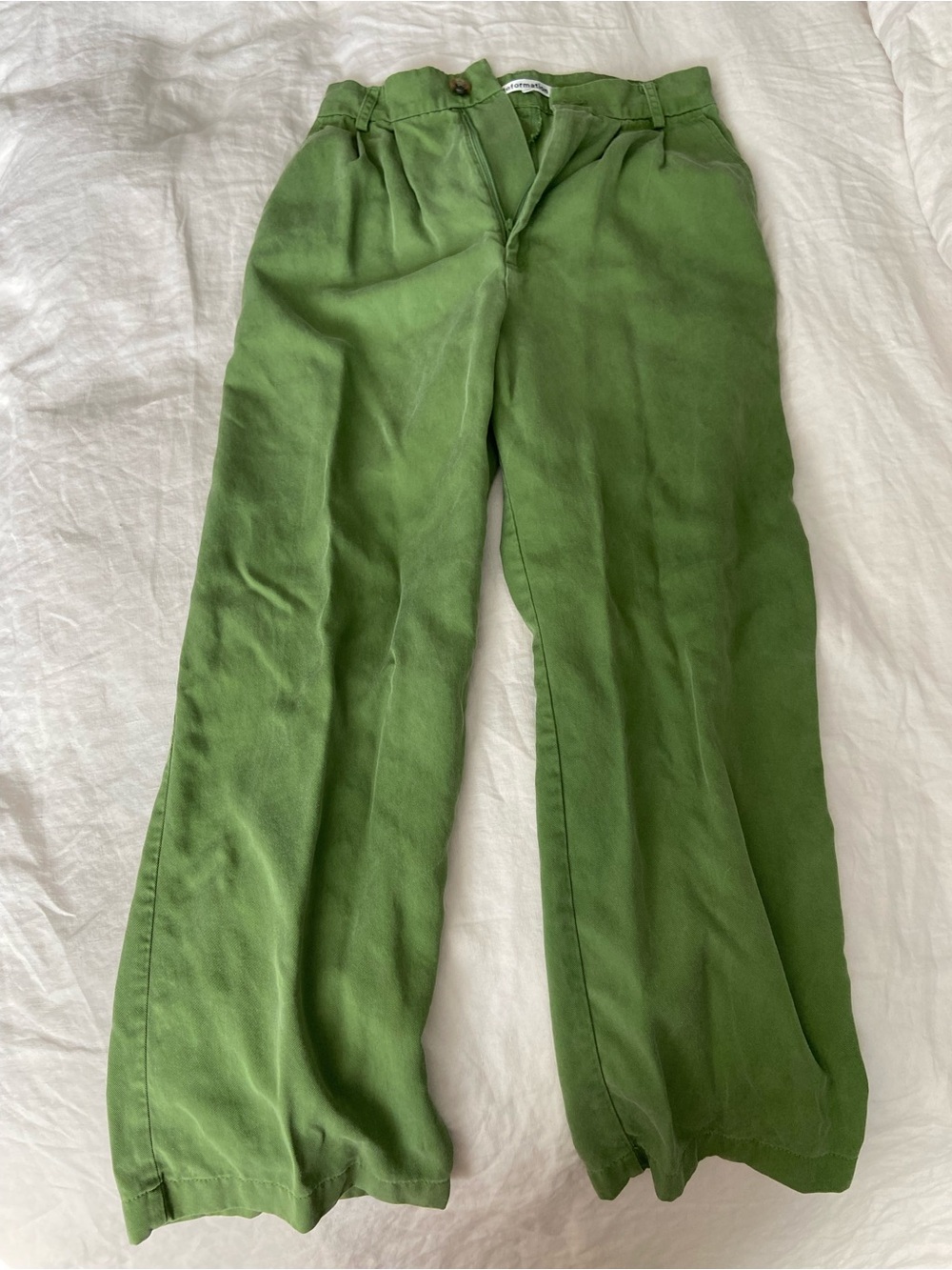 Reformation Olive Green Wide-Leg Chinos